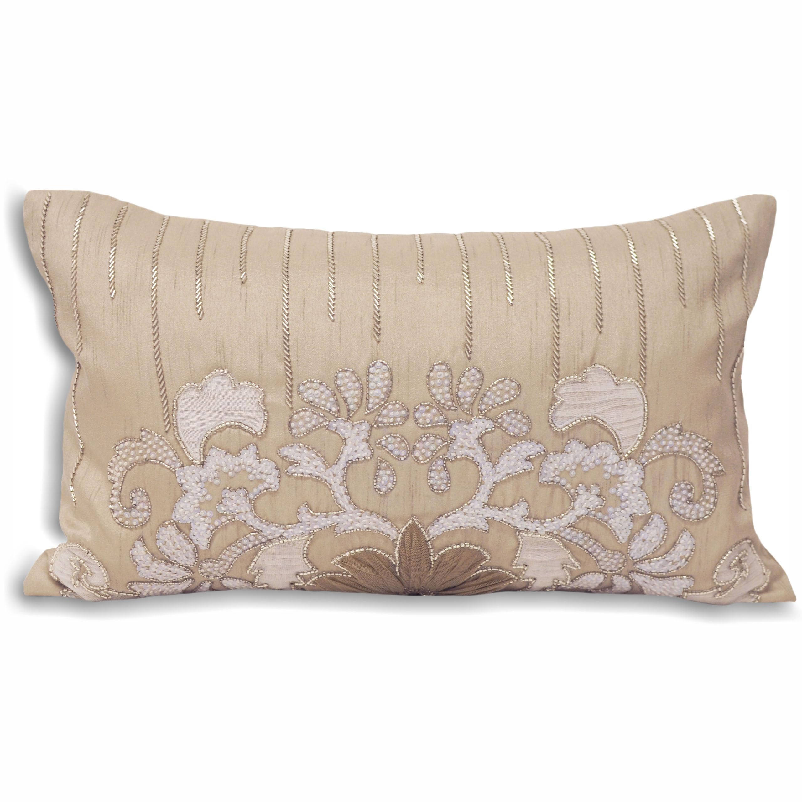 Paoletti Genevieve Feather Filled Cushion, Taupe, 30 x 50cm