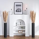 Sziqiqi Black Tall Floor Vase: 27.6in Metal Modern Cylinder Floor Vases for Fireplace with Honeycomb Texture - Set of 2 Large Decorative Vase Home Decor for Living Room Bedroom Home Corner Indoor