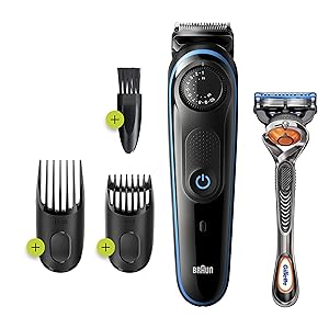 Braun Beard Trimmer Bt3240, Beard Trimmer for Men & Hair Clipper, 39 Length Settings, Black/Blue