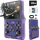 R40S PRO Retro Gaming Console, 30000+ HD Games Handheld Game Console, 3800mAh Rechargeable Mini Retro Video Console with 256GB TF Card, Portable Pocket Arcade (Transparent Purple)