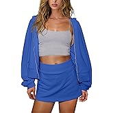 Nirovien Women Two Piece Workout Set Zip Up Hoodie and Skort Sets Athletic Sweatsuits Outfits Sets