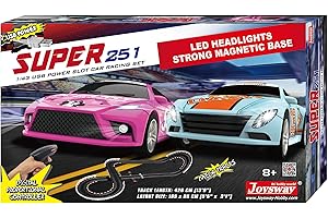 Joysway oysway: Super 251 USB Power Slot Car Racing Set, LED Headlights, Strong Magnetic Base, Mechanical Lap Counter & Powerbase Integrated as Combo Track, For Ages 8 and up, 2251