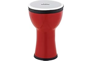 Nino Percussion Kids' Djembe, 100% Synthetic Pre-Tuned, Compact Size-NOT Made in China-Fire Engine Red Finish, for Classroom Music or Playing at Home, 2-Year Warranty (NINO-EMDJ-FE)
