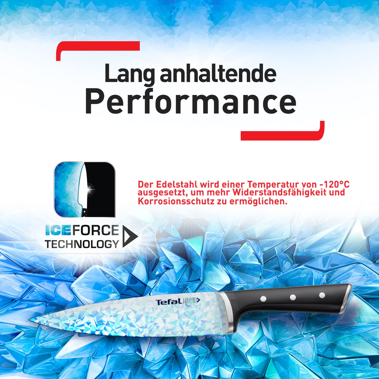 Tefal Ice Force 3er Set, Fleischmesser 20 cm, Santokumesser 18 cm, Universalmesser 11 cm, Edelstahl, schwarz, K232S3 8
