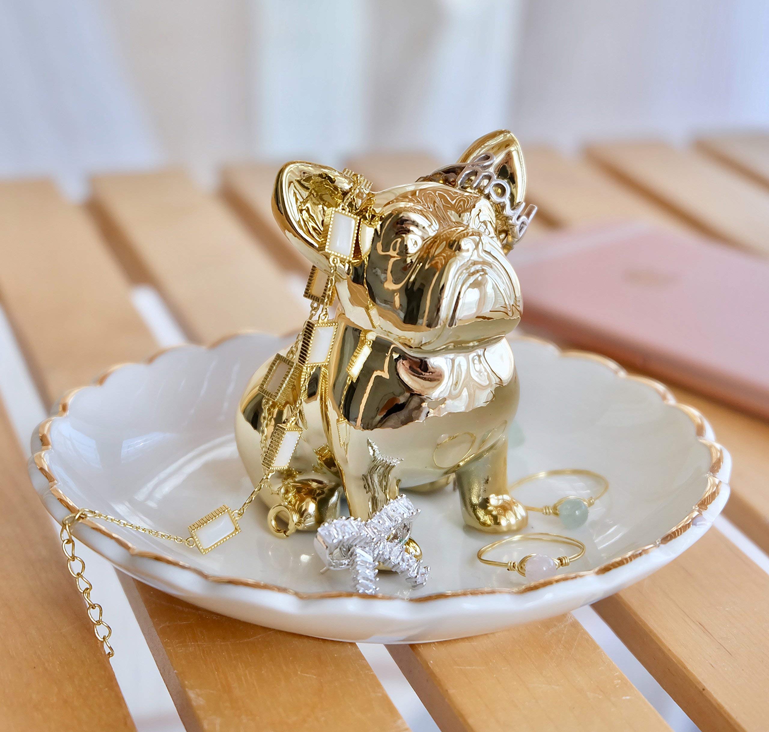 PUDDING CABIN Bulldog Ring Holder Dish, Gifts for Mom Christmas, Birthday Gift for Women Friend Girls Aunt Mothers Day Bridesmaid Wedding Engagement Xmas Gifts, Dog Mom Gifts for Women