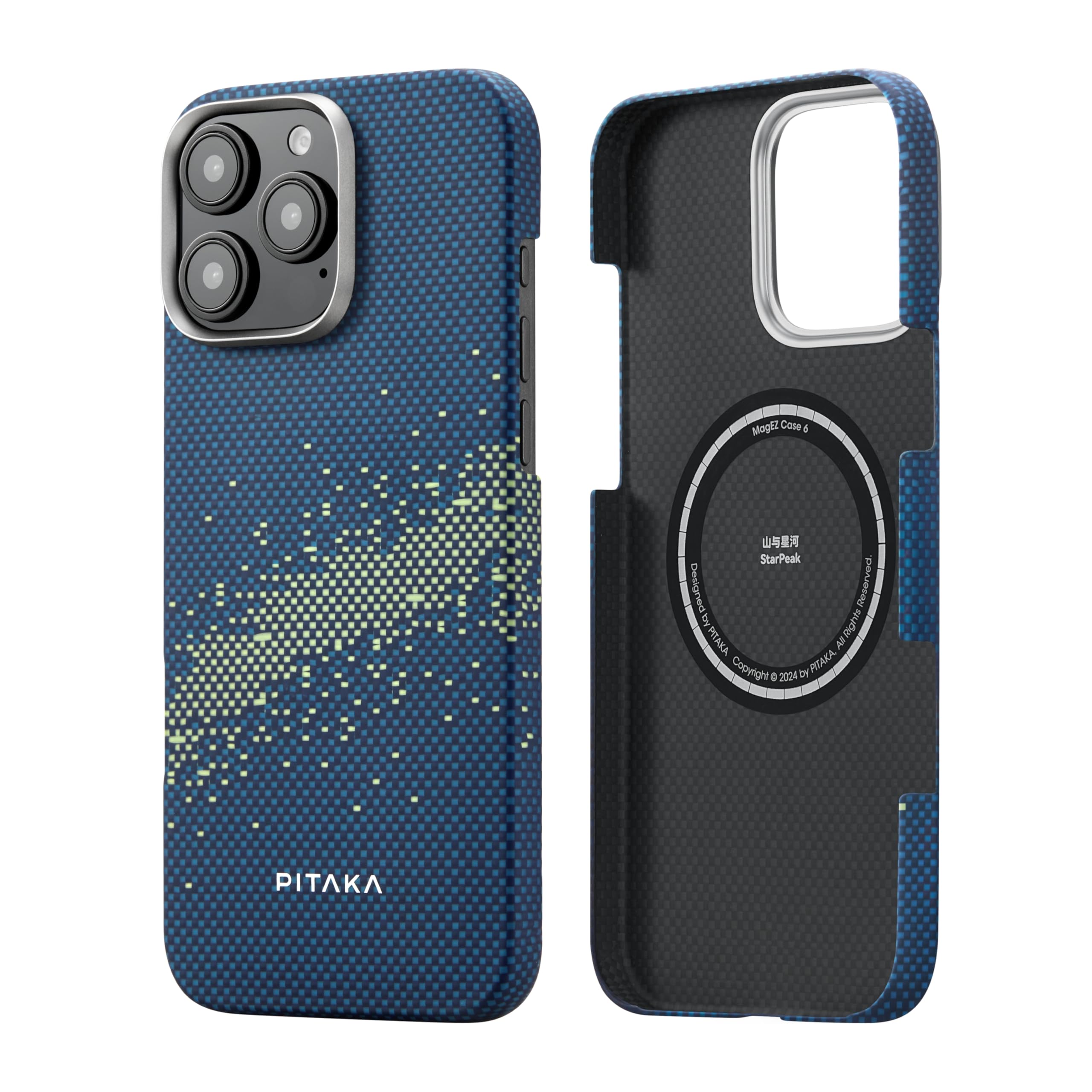 PITAKA Magnetic Case for iPhone 16 Pro Lightweight and Slim Aramid Fibre Protective Case with Premium Texture and Precise Cuts [MagEZ Case 5-Tactile Woven] Milky Way Galaxy