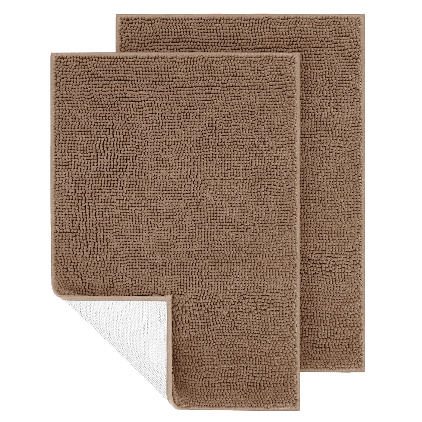 IM HOME 2 Pieces Chenille Absorbent Outdoor Doormat 30" x 20", Washable Muddy Door Mats for Dog Non Slip Indoor Doormats Dog Mat for Muddy Paw Front Inside Doormat for Entryway Camel Image