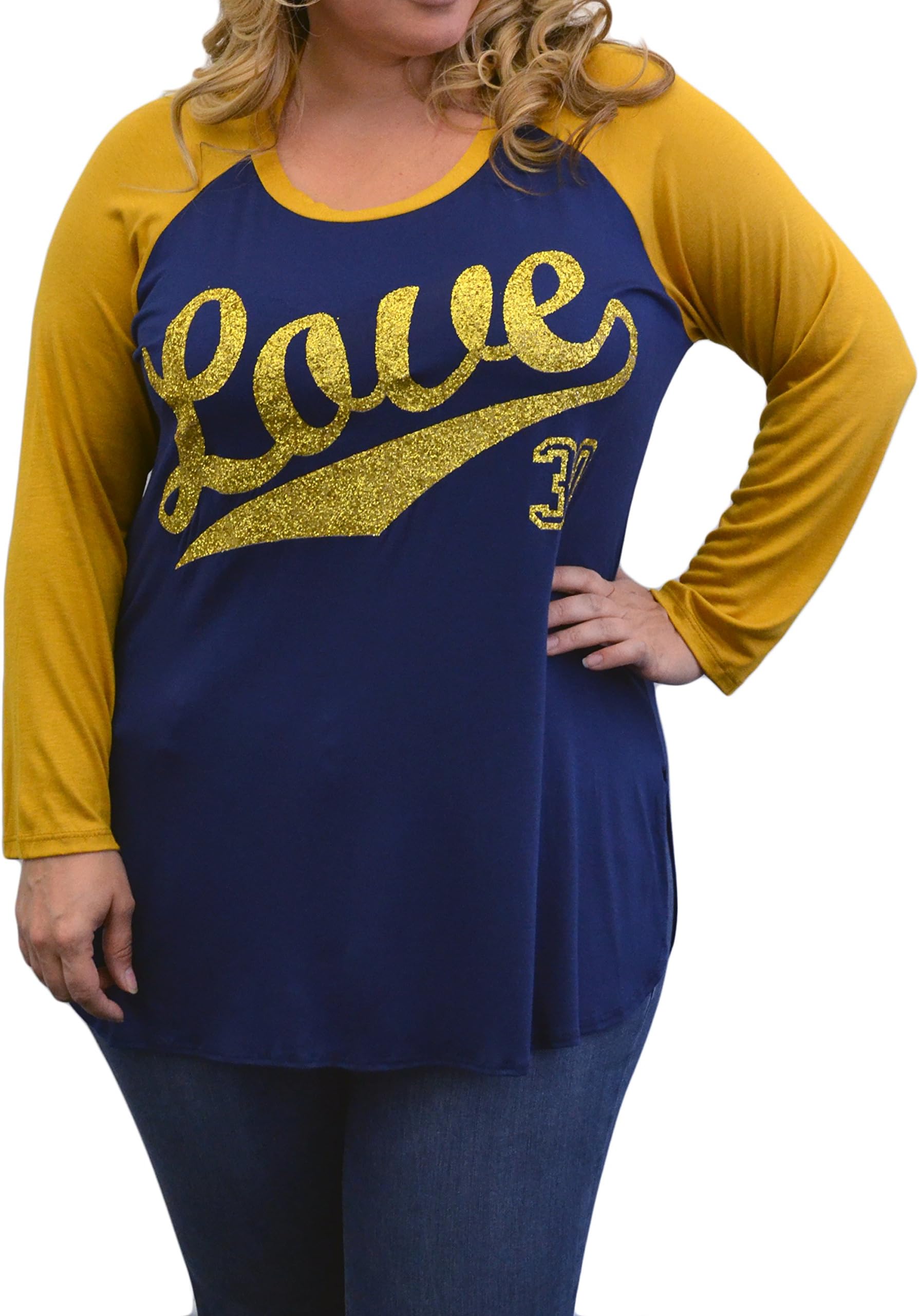 Discreet Long Sleeve Casual Top for Women, Plus Size, Glitter Flawless Saying