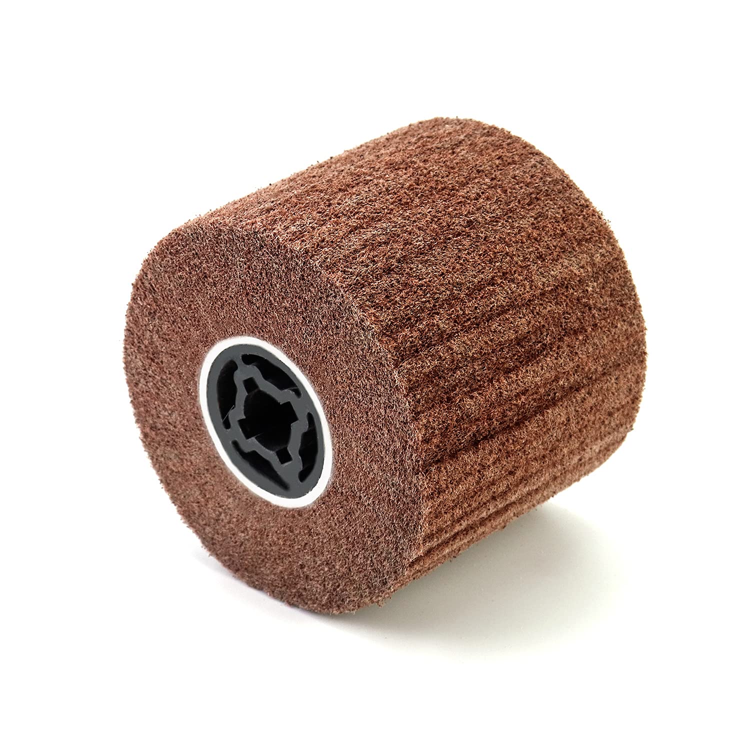 QWORK® Polishing Drum, Nylon Brush Drum for Removing Metal Surface Coatings and Corrosion, Ø120x100x19 mm, 320 Grit