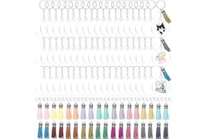 350Pcs Acrylic Keychain Blanks DIY Transparent Keychain Tassels