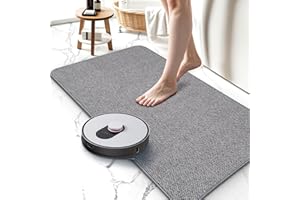 HOMTEB Thin Bathroom Rugs, Bath Mat Super Absorbent, Bath Rugs Rubber Backing Non-Slip, Quick Dry Machine Washable, Cozy Cloth Bathroom Mat fit Under Door/Sink/Bathtub/Area Rug Sets 17''x27''-Gray