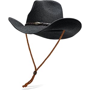 Straw Cowgirl Hat for Women Cowboy Hats for Men Wide Brim Sun Hat Shapeable Western Hat Beach Hat