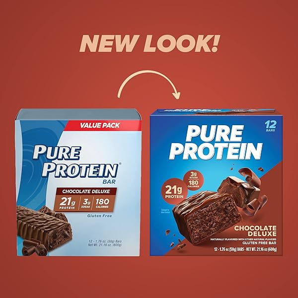 PURE PROTEIN BARS, HIGH PROTEIN, NUTRITIOUS SNACKS TO SUPPORT ENERGY, LOW SUGAR, GLUTEN FREE, CHOCOLATE DELUXE, 1.76 OZ., 12 COUNT(PACK OF 1) (PACKAGING MAY VARY)