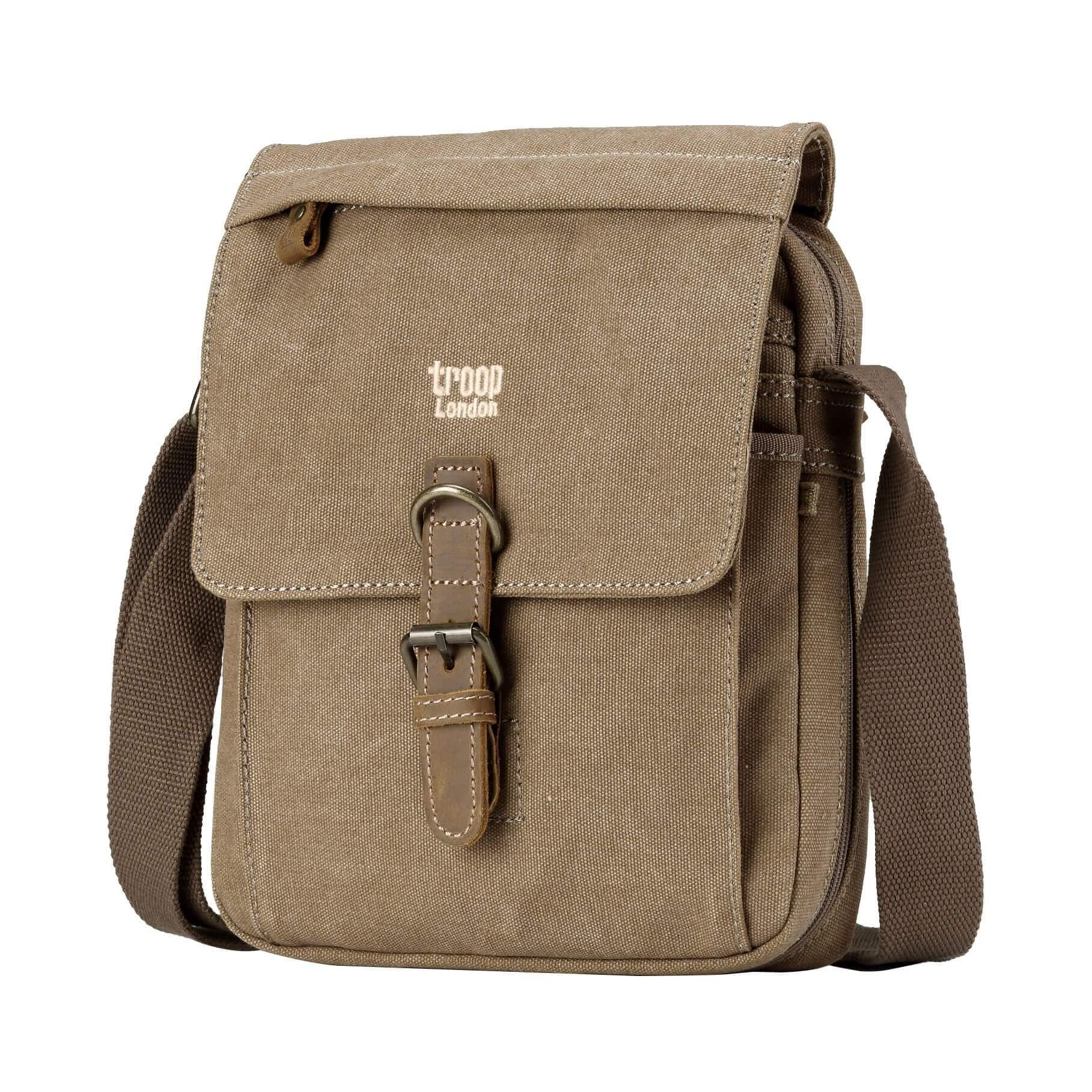Troop London TRP0211 Classic Canvas Across Body Bag Brown