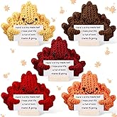 Prebound 5 Pcs Thanksgiving Gifts for Coworkers Staffs Friends Crochet Maple Leaves Thanksgiving Decor Postive Support Gifts with Cards Fall Basket Stuffers for Women Fall Office Table Decor