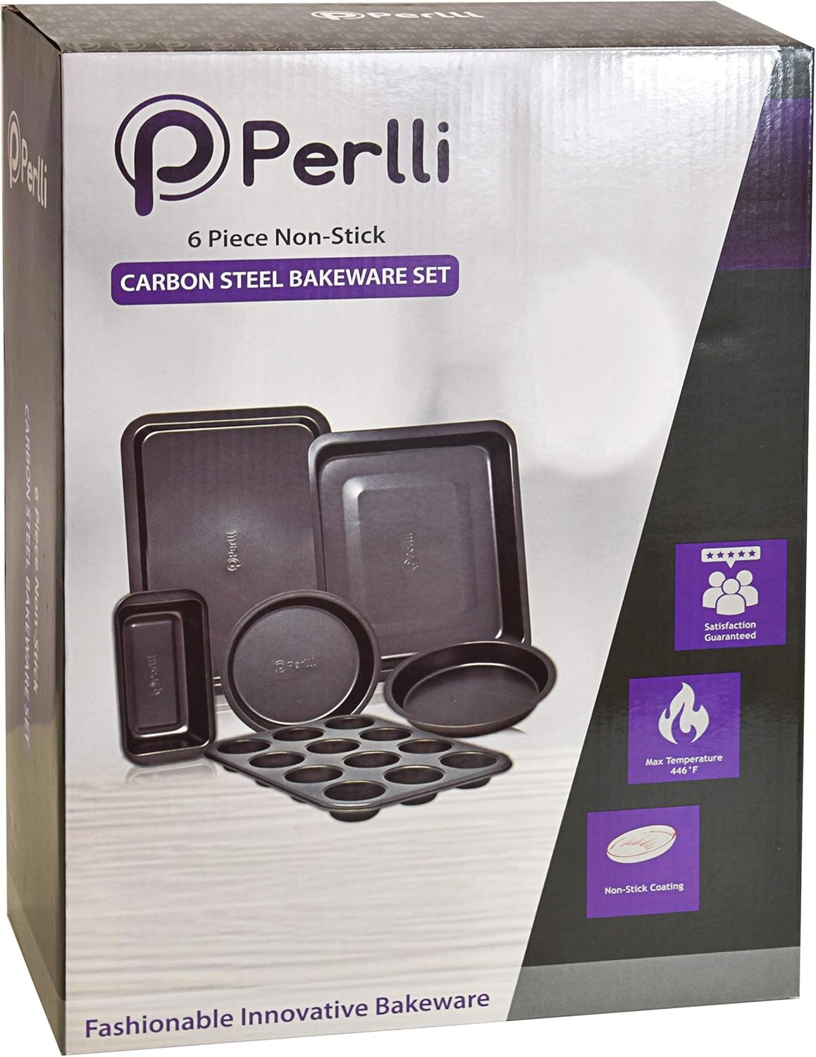 Nonstick Bakeware Baking Set, 6 Pc Dark Gray Baking Pans Set Kitchen Oven Safe Basics PTFE PFOA Free Baking Sheet Set with Loaf Pan, Two Round Cake Pans, Medium Cookie Sheet, Roasting Pan & Muffin Pan: Kitchen & Dining