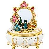 QIFU Furniture Dressing Table Hand Painted Enamel Jeweled Trinket Box Hinged, Unique Gift for Family