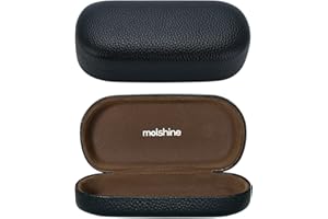 molshine Hard Shell Leather Sunglasses Case,Classic Large Glasses Case for Women Men,Sunglass Eyeglasses