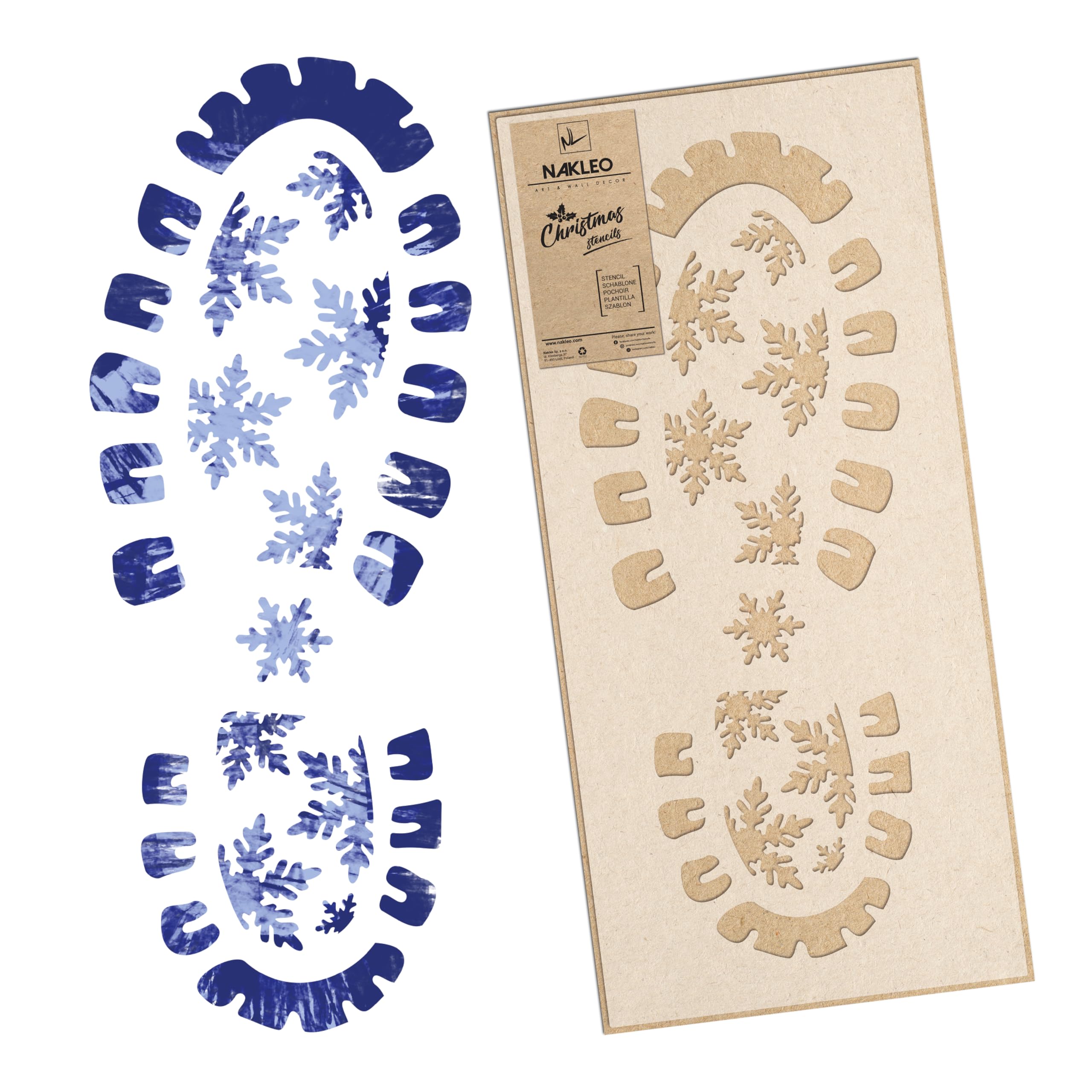 NAKLEO Christmas Painting Stencil 21x45cm, Reusable Plastic Template Santa’s Footsteps, Holiday Patterns for Spraying and Drawing, Art and Craft Decoration for Window Wall Wood Door Cards — image 1