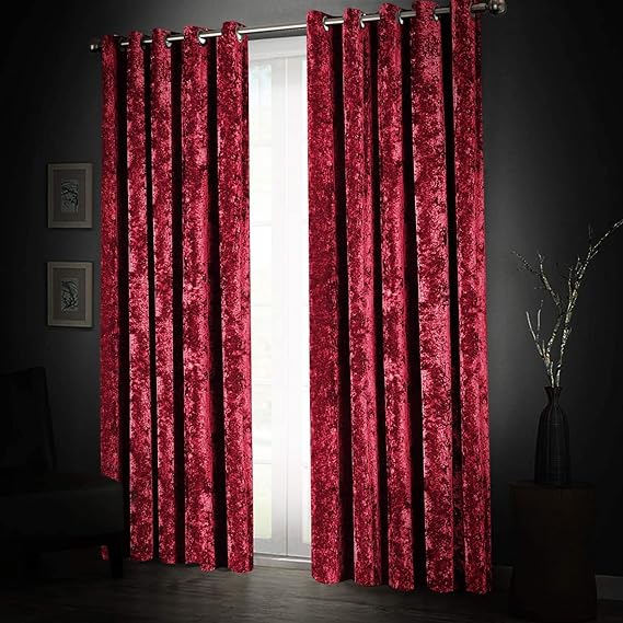 AH Homeware Soft Crushed Velvet Curtains 90 x 90 Fully Lined Ring Top