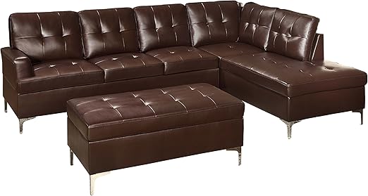 Amazon Com Homelegance Barrington Pu Leather Chaise Sofa And
