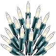 Holiday Essence Clear Christmas Lights Green Wire, 100 Incandescent Mini String Lights Set for Indoor Outdoor Holiday Lighting Decoration, Christmas Tree Lights, Static Flashing UL Certified