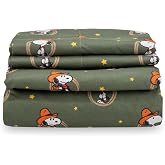 Berkshire Peanuts&reg; Sheet Set Full Size - 4 Pieces,Cute Character Snoopy Printed Soft Microfiber Bed Sheets,Snoopy Giddy Up Cowboy Sheets Moss