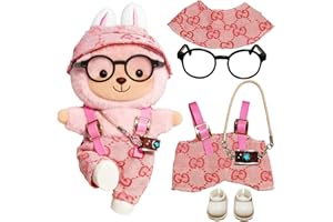 BOISDUBOIS Clothes for LABUBU Doll 17cm / 6.7'' (NO Doll) – 5-Piece Collectible Display Clothing Setwith Suspender Shorts,Pink hat, Glasses, Camera & Shoes –(Style I) for Ages 14+ | Not a Toy