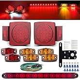 LIMICAR 12V LED Trailer Light Kit - Submersible Boat Trailer Lights with 25ft Wiring Harness, 6 Side Marker Lights & 15" Brak