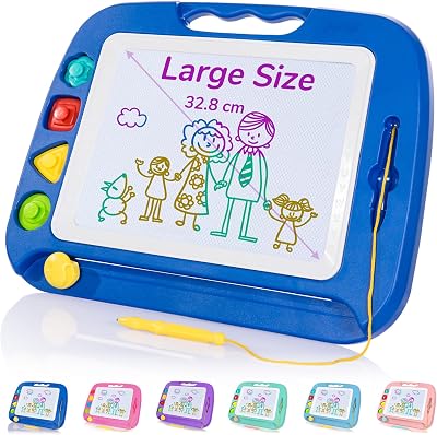 SGILE Large Magnetic Drawing Board for Toddlers 1 2 3 4 Years Blue Educational
