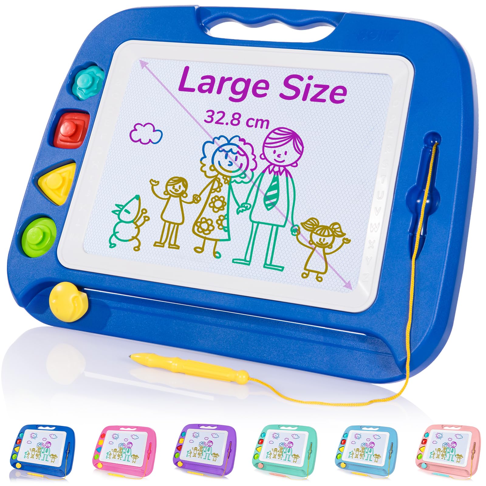 SGILE Toddler Toys for Kids, Toys for 1 2 3 4 Year Old Girls Boys, Large Magnetic Drawing Board for Birthday Gift, Etch & Sketch Pad with 4 Stamps, Learning and Educational, Blue — image 1