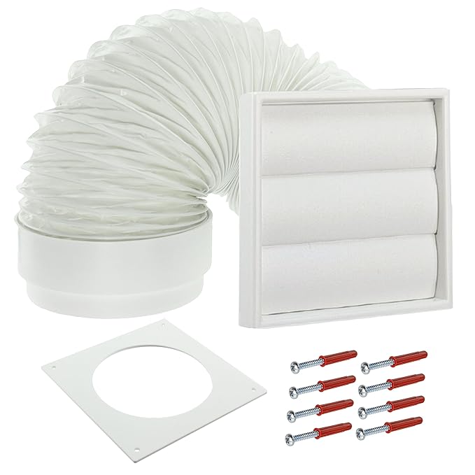 SPARES2GO Exterior Wall Venting Kit for Miele Tumble Dryers (White, 4