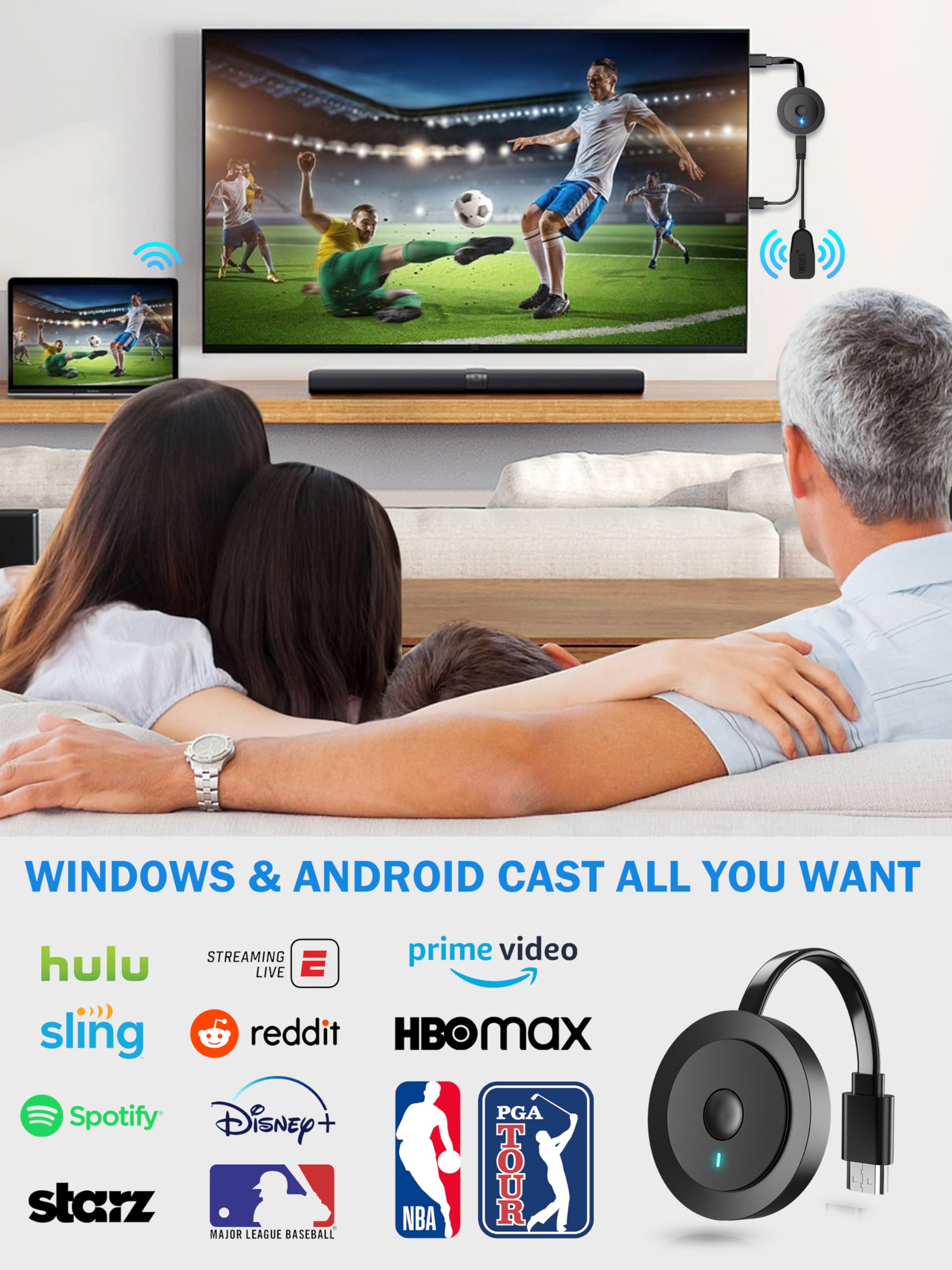 DARLYOR 4K 1080P Wireless Display Adapter, Cast PPT, Movies from i-Phone, Tablet, i-Pad, Laptop, PC to TV, Projector, Monitor - Wireless HDMI Screen Mirroring Dongle - Supports Airplay/Mircast/DLNA