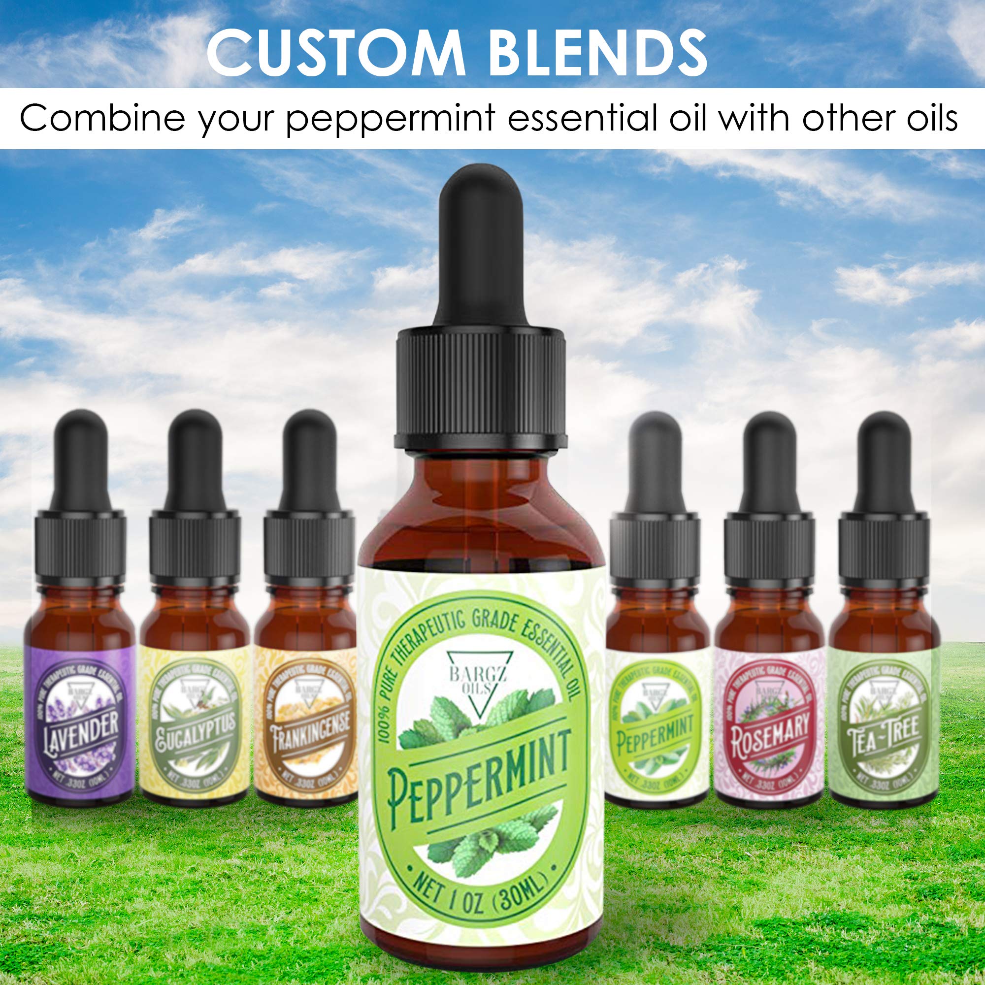 1oz Peppermint Essential Oil [RELAXING SCENT] - Glass Amber Bottle with DropperOrganic Pure Therapeutic French for Diffuser, Aromatherapy, Headache, Pain, Sleep-Perfect For Candles & Massage