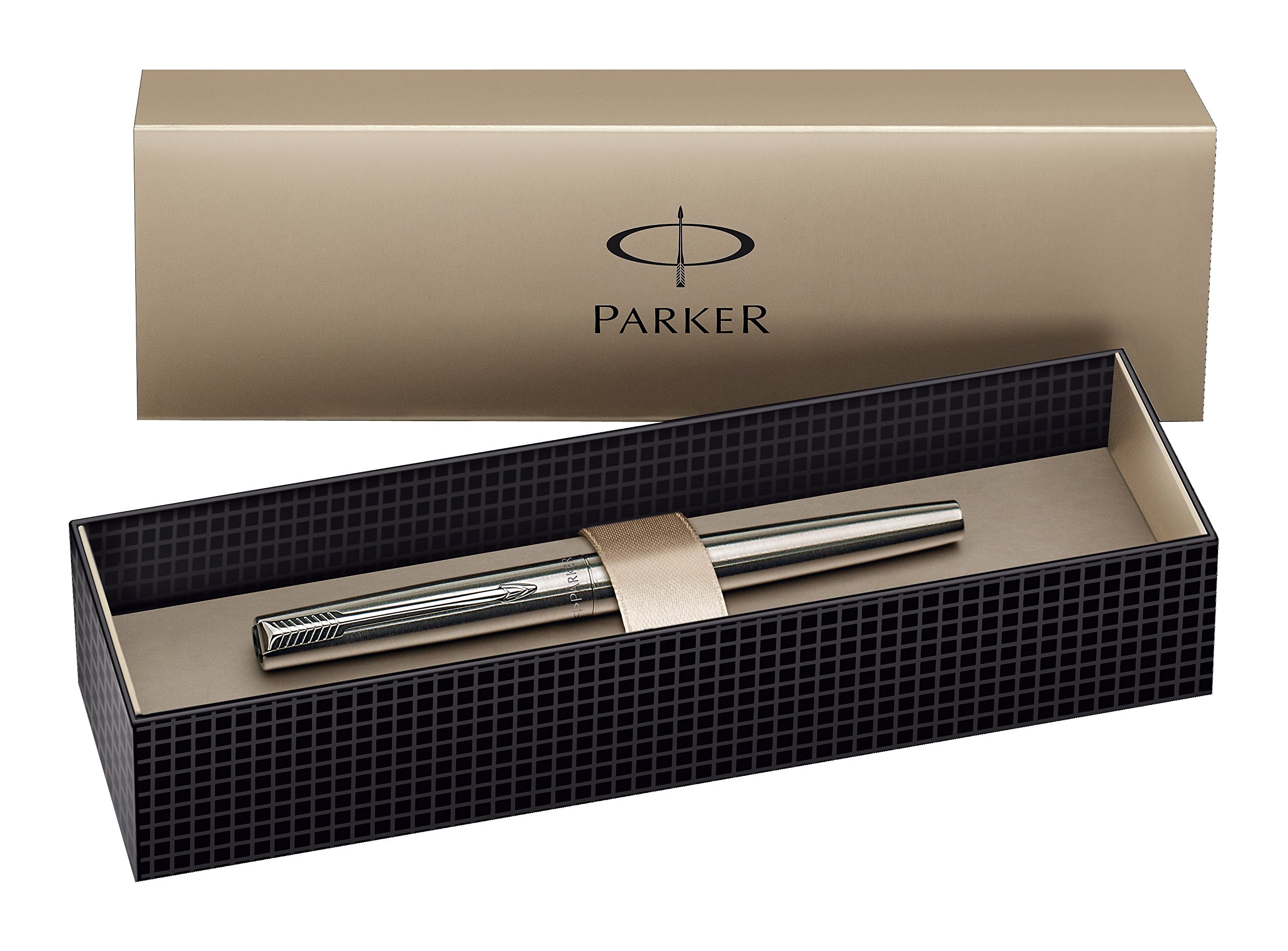 Parker S0161590 Jotter Fountain Pen, Stainless Steel with Chrome Trim, Medium Nib Gift Boxed