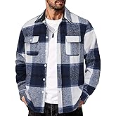 COOFANDY Men's Flannel Shirts Long Sleeve Cotton Plaid Shirt Jacket Casual Button Down Shirt with Pockets