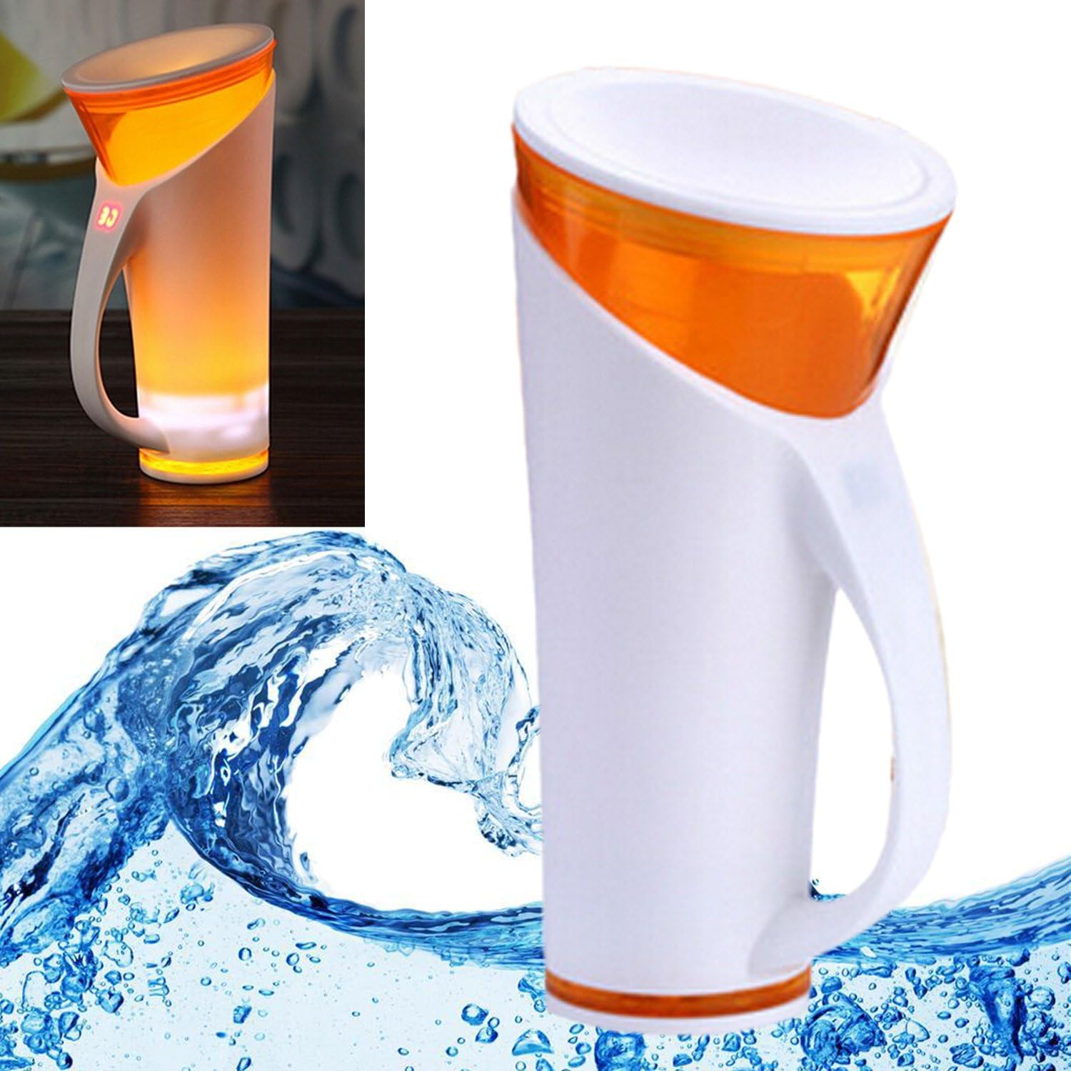 400ML Intelligent Plastic Cup w/ Voice Control Induction + Touch Sensor Digital LED Indicator