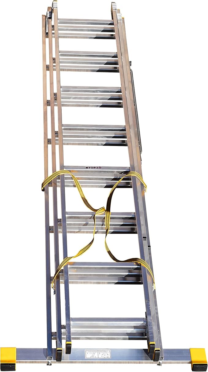 5.13m Trade Master 3 Section Extension Ladder/Ladders with Integral Stabiliser Amazon.co.uk