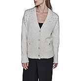 Karl Lagerfeld Womens Long Sleeve V-Neck Bejewled Cardigan Sweater
