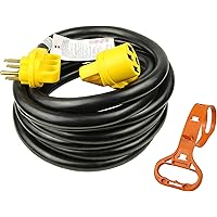 PEAKTOW RV/EV Extension Cord 50Amp 25ft 250 Volts Outdoor Power Supply Cable with LED Indicator, Grip Handle, and Cord Organi
