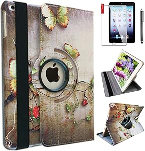 iPad 6th/ 5th Generation Case IPad Model A1822 A1823 Case for iPad 9.7 Inch 2017/2018 Smart Stand Case Support Wake/Sleep Function Butterfly Flower