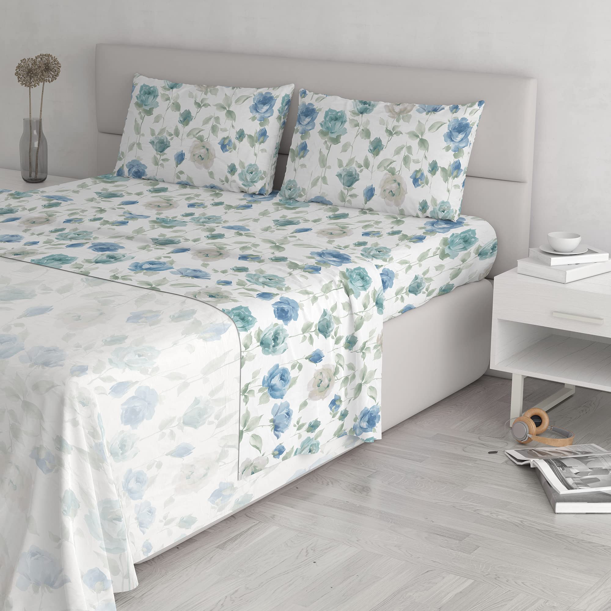 Bed Linen Set Cotton ATHENA, 2 PLACES, GRAZIA AZZURRO