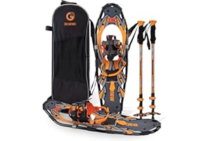 G2 GO2GETHER G2 21/25/30/36 Inches Light Weight Snowshoes with Toe Box, EVA Padded Ratchet Binding, Heel Lift, Flexible Pivot Bar, Durable Back Strap, Trekking Poles, Carrying Bag, Snow Baskets(6 colors available)