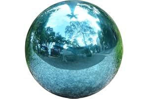 12 inch Stainless Steel Gazing Ball, E-Buying Teal Mirror Polished Hollow Seamless Gazing Globe Reflective Garden Sphere Floating Pond Balls for Home Garden Ornament Decoration