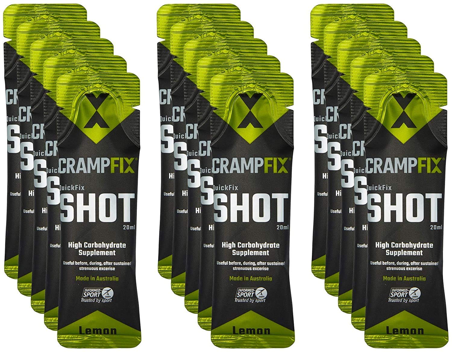Crampfix QuickFix Shot Sachets - Fast & Effective Relief from Muscle Cramp (15 x 20ml Packets) (Lemon)
