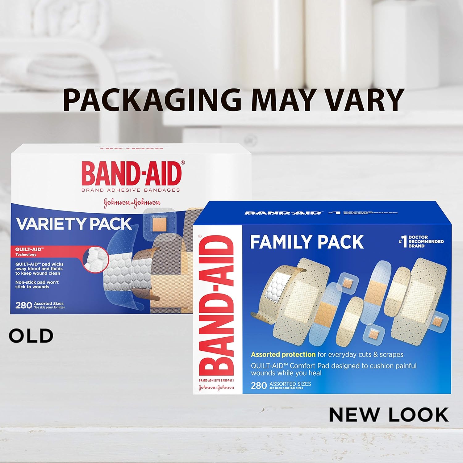 Band-Aid Brand Adhesive Bandage Family Variety Pack, Sheer and Clear Bandages, Assorted Sizes, 280 ct: Health & Personal Care
