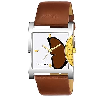 Lamkei Imported Analogue Display Multicolour Dial Brown Leather Strap Womens Watch  LMK-005