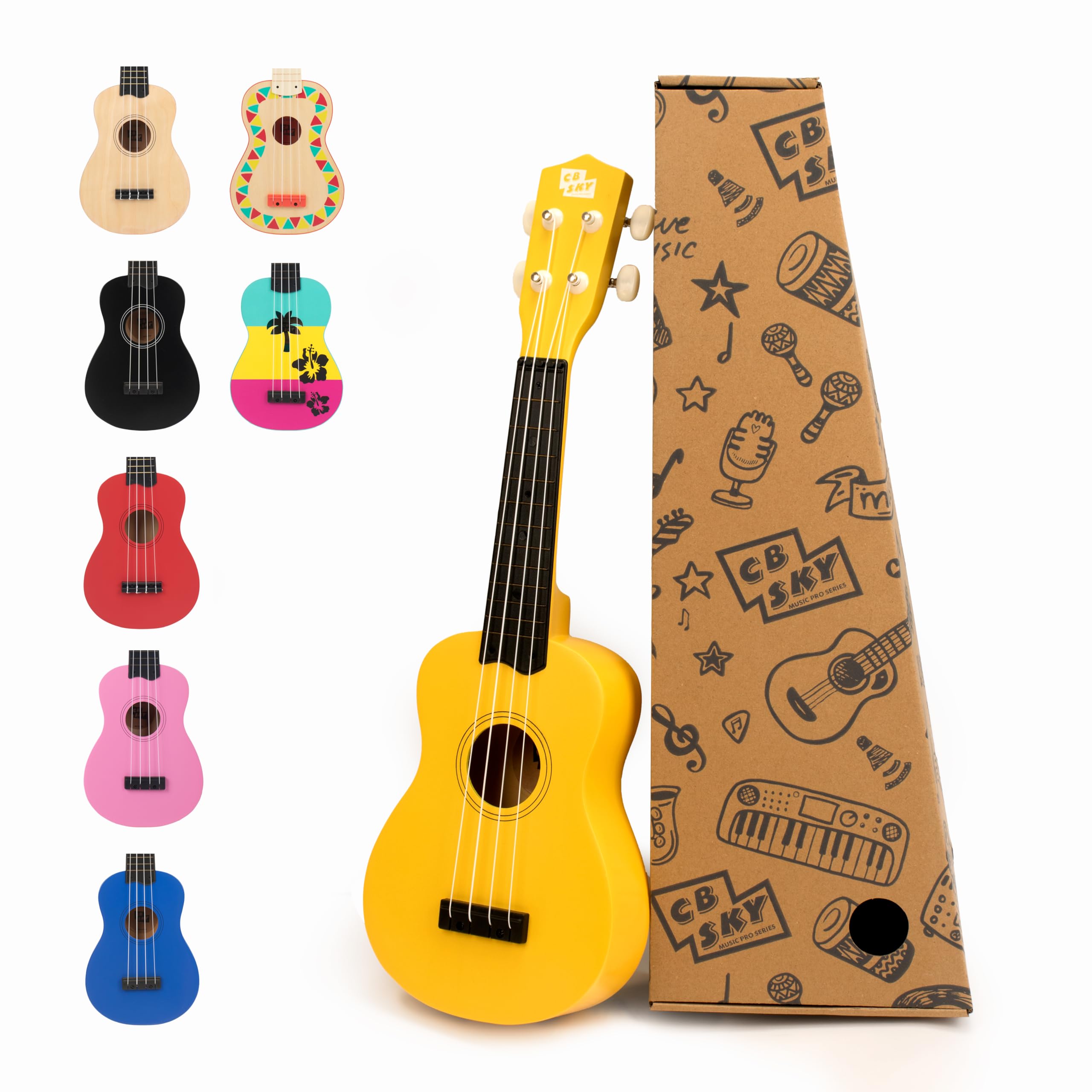 CB SKY 21" (53cm) Soprano Ukulele for Kids/Beginners - Yellow