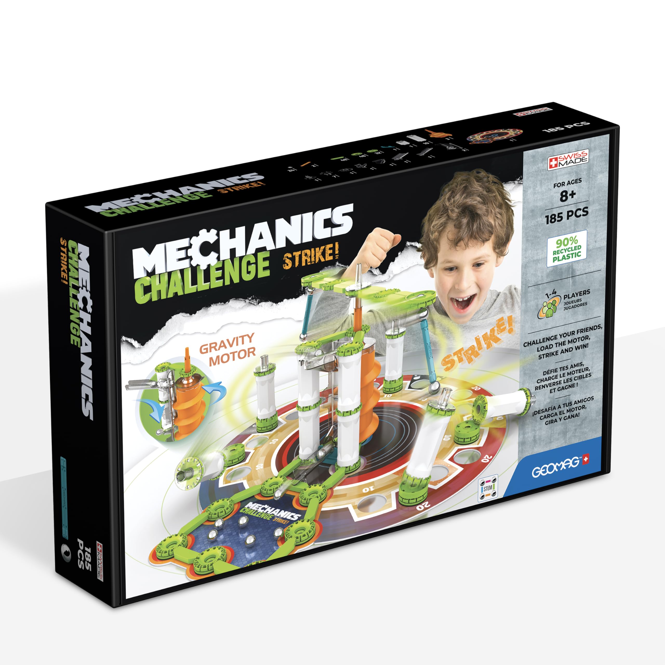 Geomag Mechanics Recycled Challenge Strike, 185 Pieces, White (779)