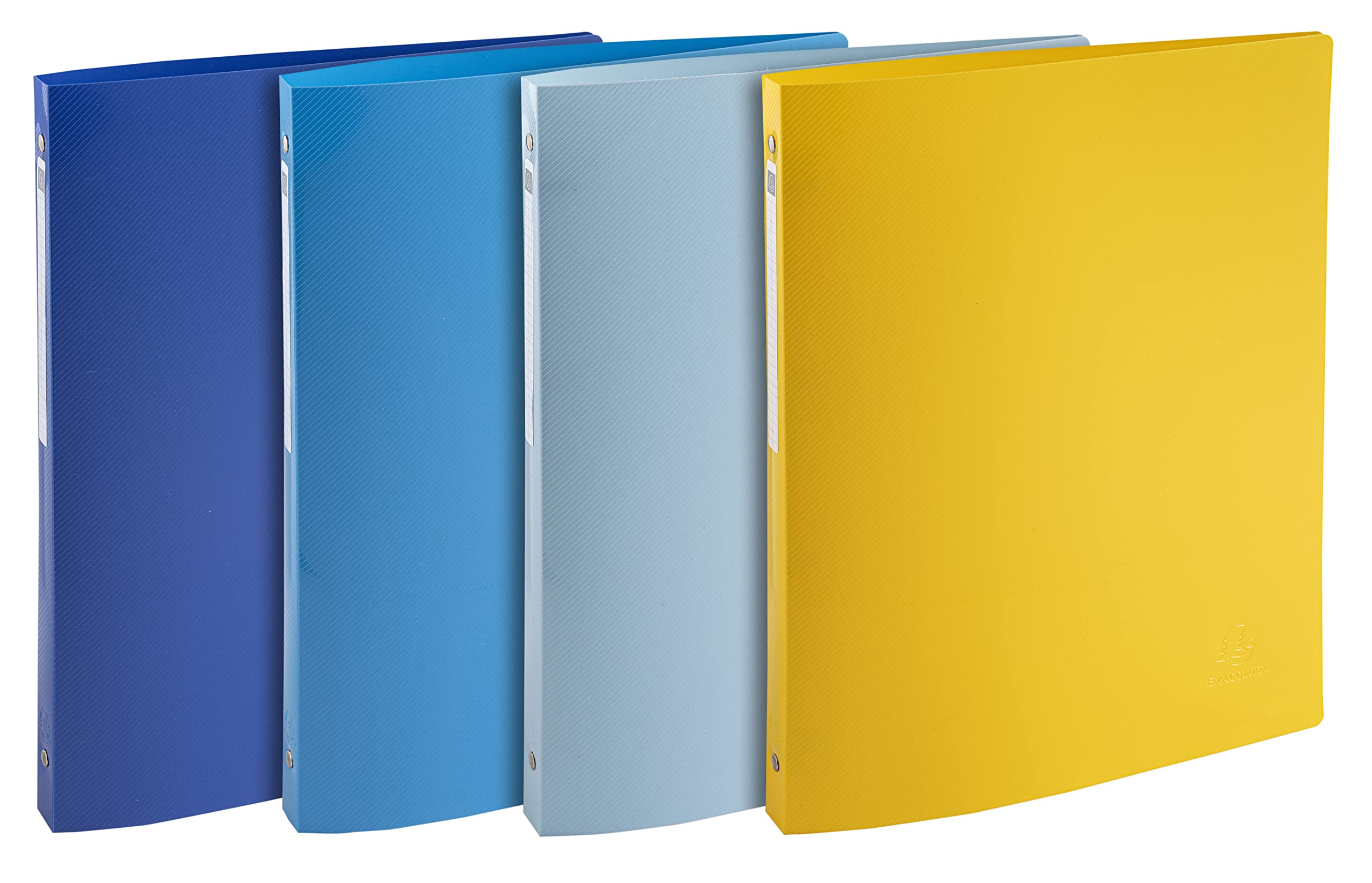 Exacompta - Ref. 51110E - Set of 4 Bee Blue flexible binders - 4 round rings 15 mm diameter - 20 mm spine - external dimensions 32 x 25 cm - A4 file format - assorted colors
